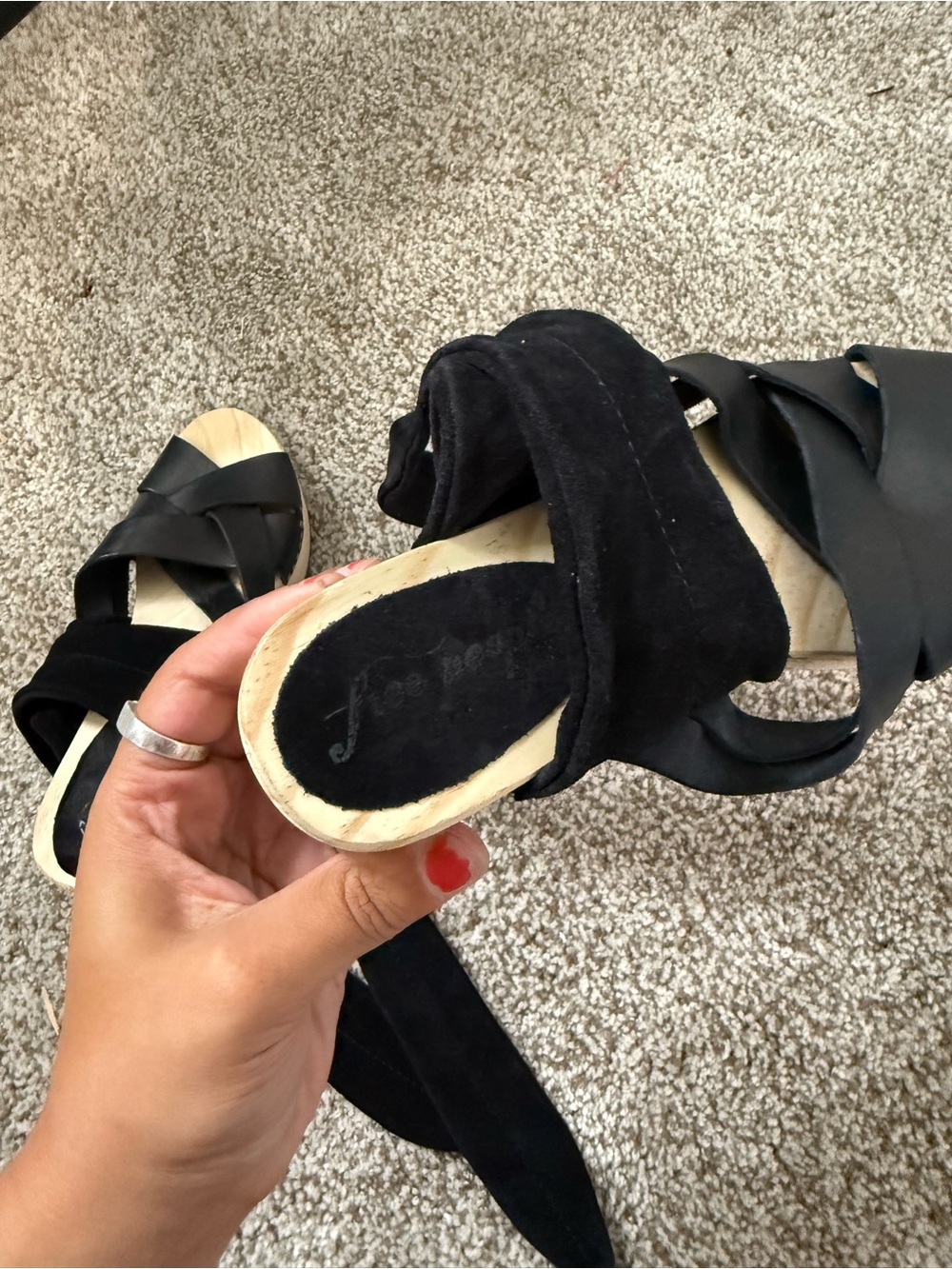 Free People Emmy Wrap Clog Sandals – Black Leather Platform Heels size 39 - Picture 3 of 5